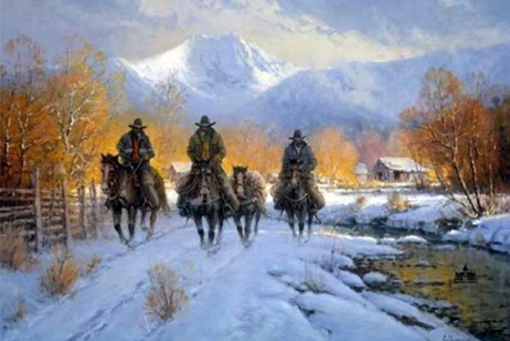 G Harvey - Snowy Crossing - Limited Edition Lithograph