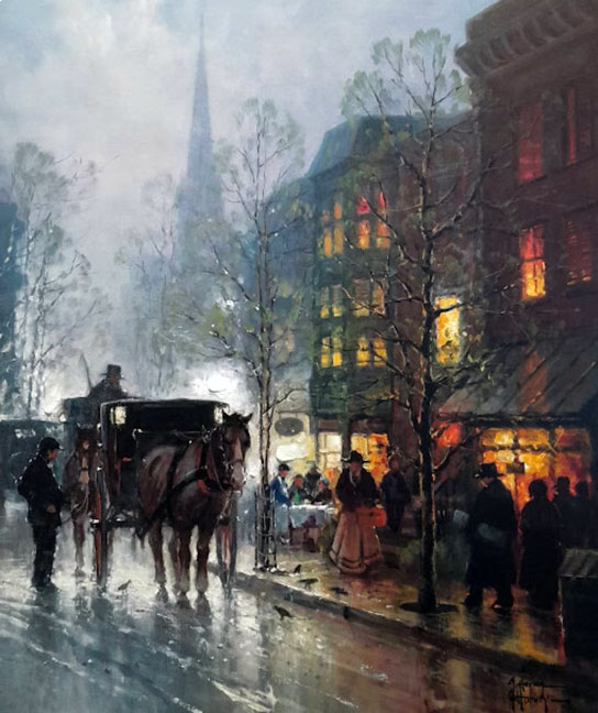 G Harvey - Tea Time on Newbury Street - Limited Edition Lithograph