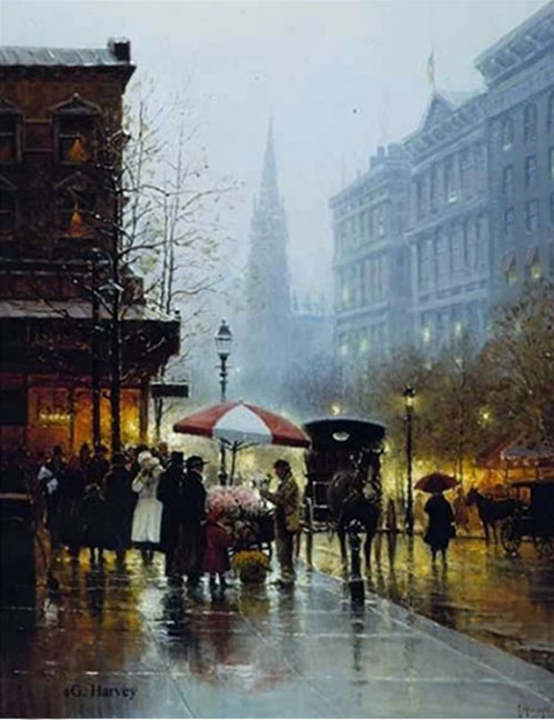 G Harvey - The Flower Cart - Limited Edition Lithograph