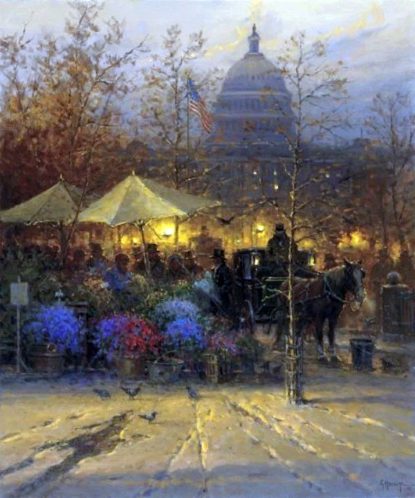 G Harvey - Vendors on the Avenue - Limited Edition Giclee on Canvas