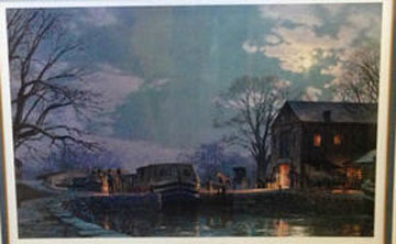 John Stobart - Georgetown Preparing for a Moonlight Departure on the Chesapeake and Ohio Canal - Limited Edition Lithograph