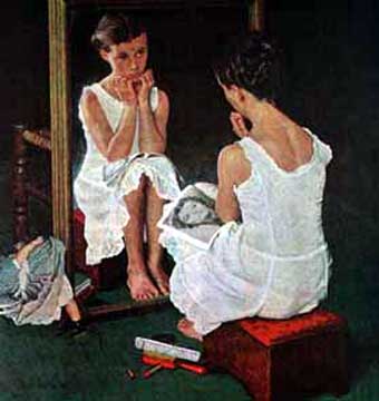 Norman Rockwell - Girl At the Mirror - Limited Edition Collotype