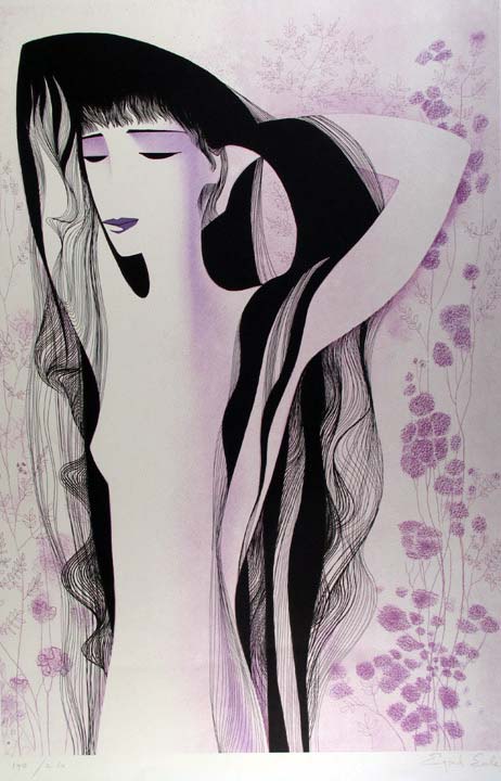 Eyvind Earle - Girl with Raven Hair - Limited Edition Serigraph