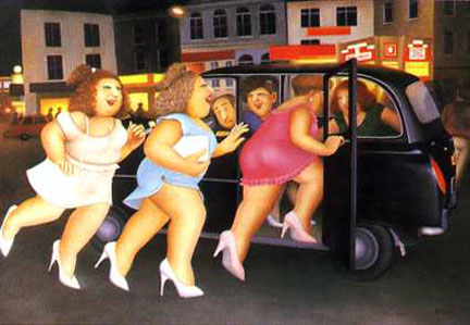 Beryl Cook - Girls in a Taxi - Limited Edition Serigraph