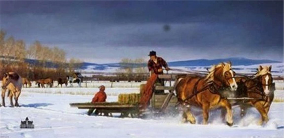 Nancy Glazier - Winter Chores Life on a Frozen Ranch - Limited Edition Fine Art on Canvas