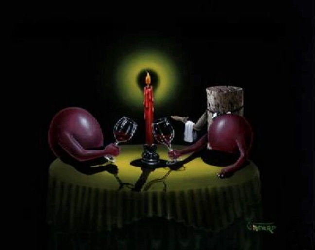 Michael Godard - Candlelight Encounter Wine - Limited Edition Giclee on Canvas