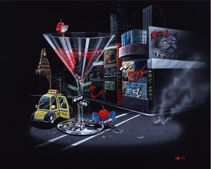Michael Godard - Cherry Cosmo II - Limited Edition Giclee on Canvas