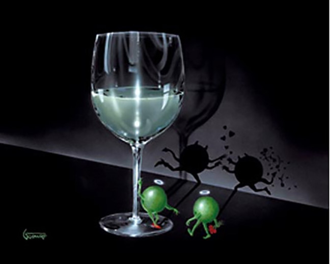 Michael Godard - He Devil, She Devil White Wine - Limited Edition Giclee on Canvas