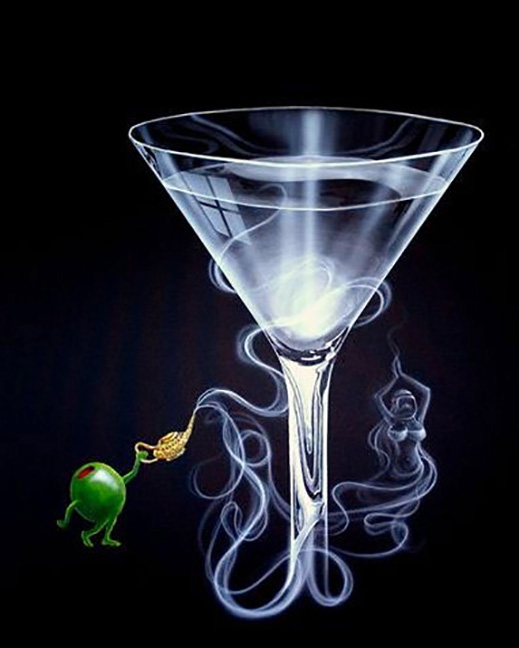 Michael Godard - Martini Genie - Limited Edition Giclee on Canvas