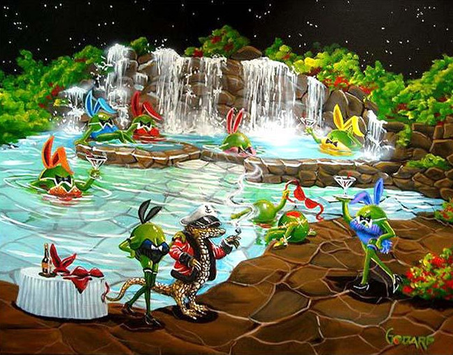 Michael Godard - Olive Bunnies - Limited Edition Giclee on Canvas
