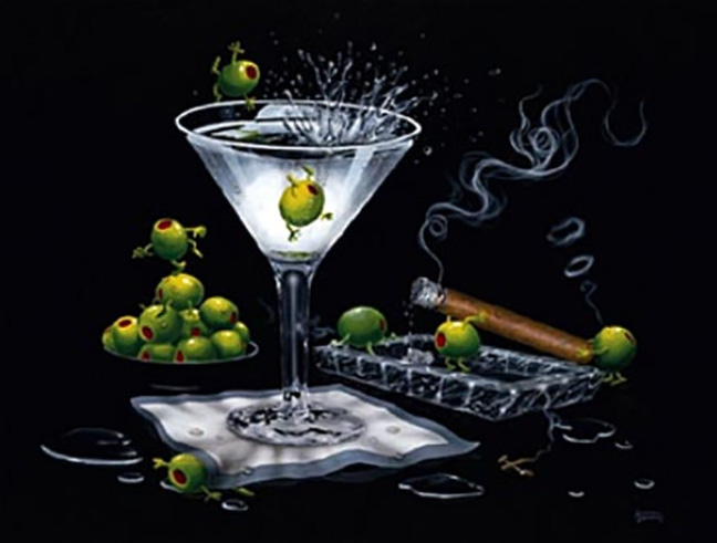 Michael Godard - Olive Party II - Limited Edition Giclee on Canvas