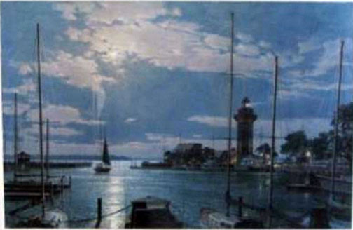 John Stobart - Harbortown by Moonlight - Limited Edition Lithograph