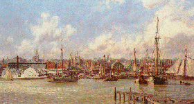 John Stobart - Hartford A View from the Connecticut River Waterfront - Limited Edition Lithograph