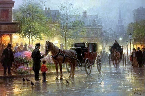 G Harvey - Cabbies at the Market - Limited Edition Lithograph