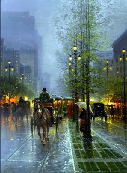 G Harvey - Carriages on the Canal - Limited Edition Lithograph