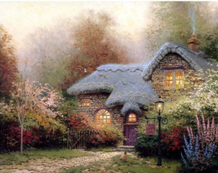 Thomas Kinkade - Heather's Hutch - Limited Edition Offset Lithograph on Canvas