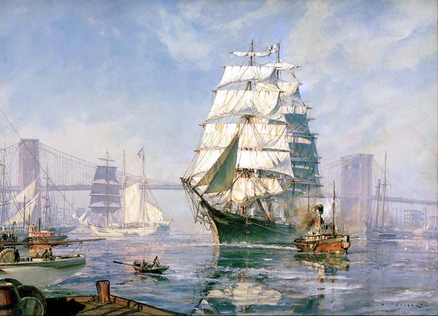 John Stobart - New York Henry B. Hyde leaving the East River - Limited Edition Lithograph