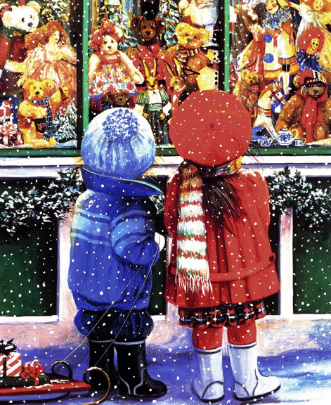 Susan Rios - Holiday Shopping, Springtime Shopping , and Seaside Shopping - Limited Edition Giclee on Canvas