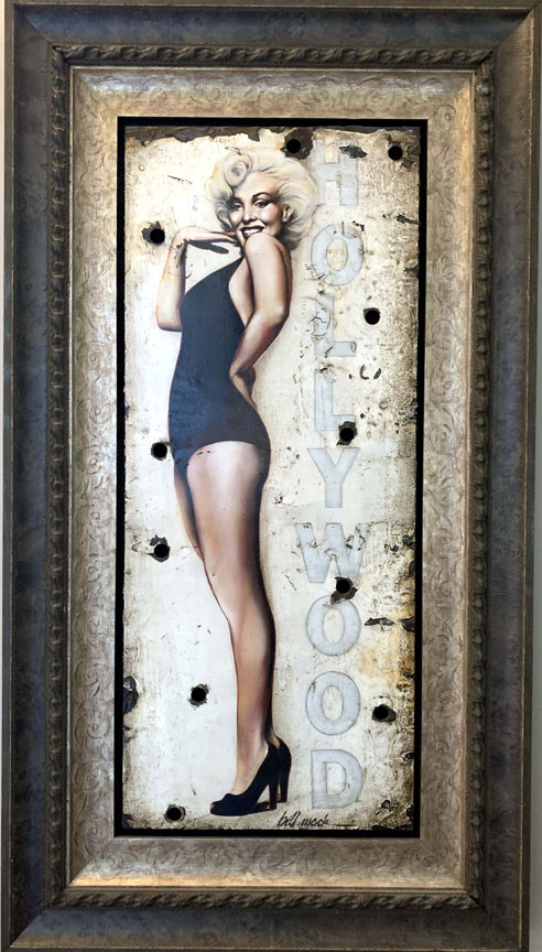 Bill Mack - Hollywood Sign - Marilyn - Original Mixed Media
