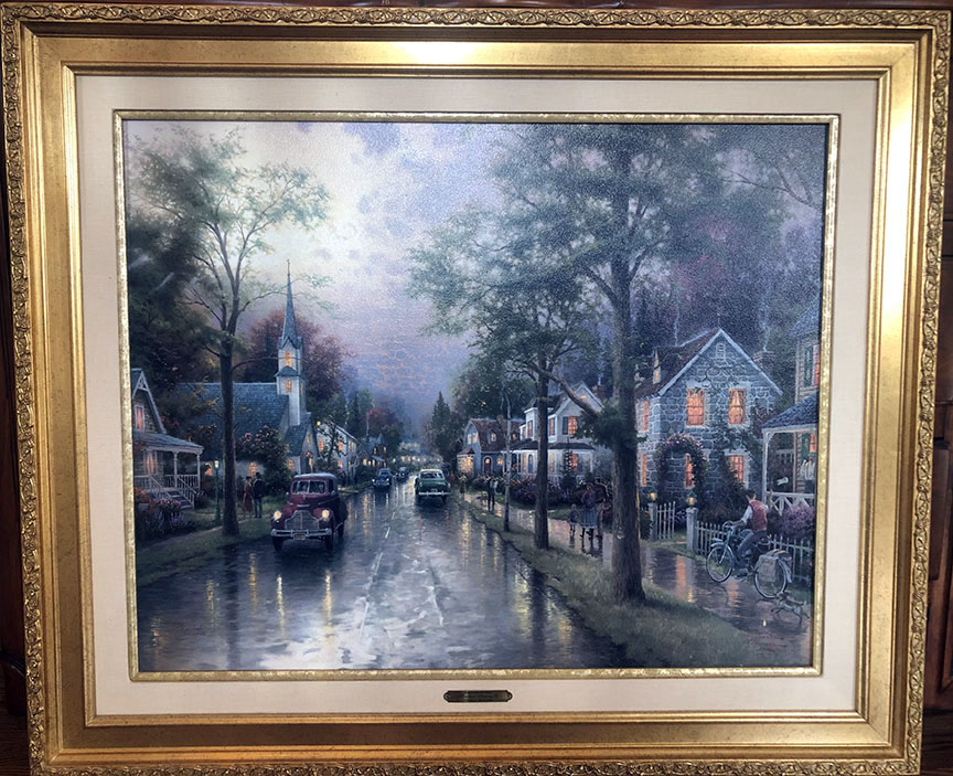 Thomas Kinkade - Hometown Morning - Limited Edition Offset Lithograph on Canvas