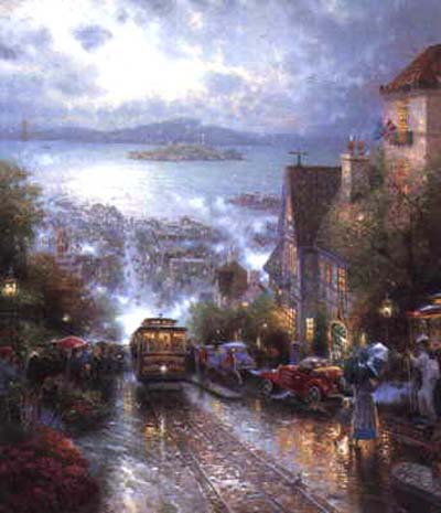 Thomas Kinkade - Hyde Street and the Bay - Limited Edition Offset Lithograph on Canvas