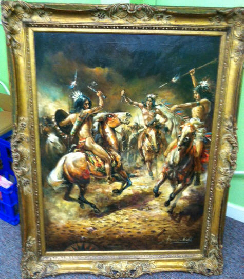 Americo Makk - Indian Fight - Original Painting - Oil on Canvas