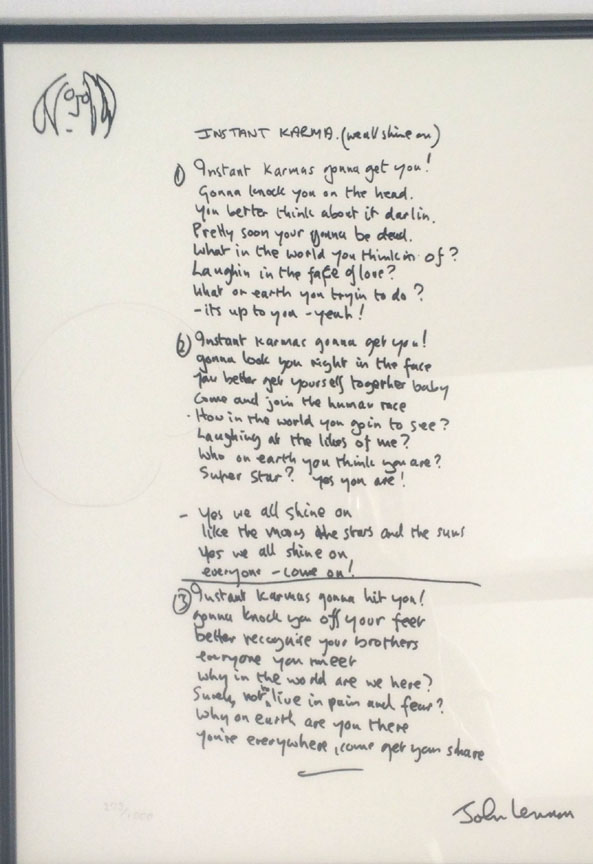 John Lennon - Instant Karma Lyric - Limited Edition Serigraph