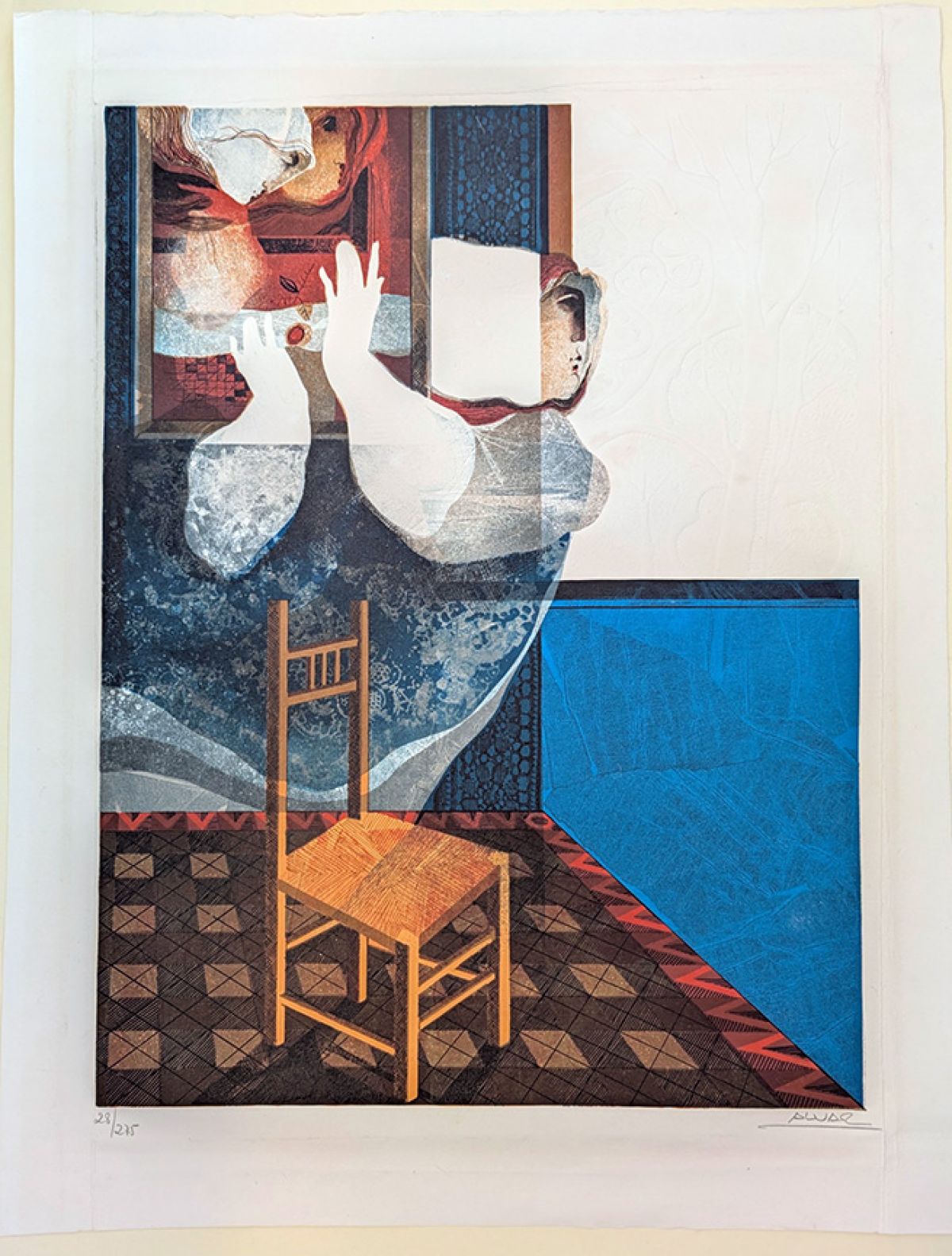 Sunol Alvar - Interieurs Suite Bleue Chair - Limited Edition Lithograph