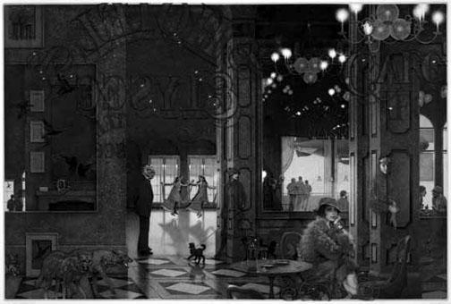 Peter Milton - Interiors Iv: Hotel Paradise Caf - Limited Edition Etching and engraving