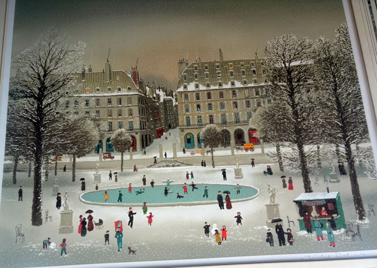 Michel Delacroix - Jardin des Tuileries sous la Neige - Limited Edition LIthograph