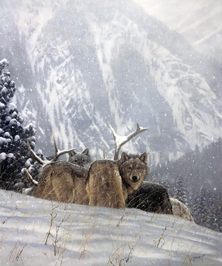 Herndon Fine Art offers authenticated John Banovich fine art, including rare hand-signed limited edition canvas giclées, large-scale African wildlife oil paintings, and conservation prints.