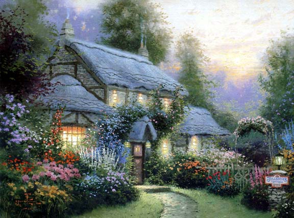 Thomas Kinkade - Julianne's Cottage - Limited Edition Offset Lithograph on Canvas