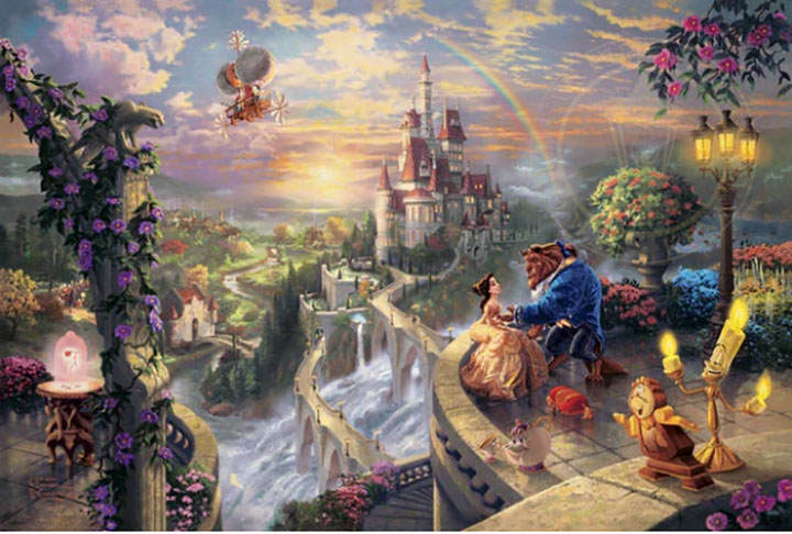 Thomas Kinkade - Beauty And Beast Falling In Love - Limited Edition Offset Lithograph on Canvas