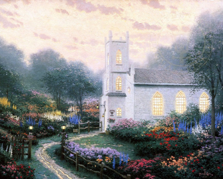 Thomas Kinkade - Blossom Hill Church - Limited Edition Offset Lithograph