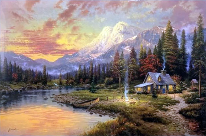 Thomas Kinkade - Evening Majesty Beginning Of A Perfect Evening - Limited Edition Offset Lithograph on Canvas
