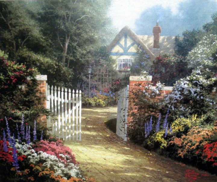 Thomas Kinkade - Hidden Cottage - Limited Edition Offset Lithograph on Canvas
