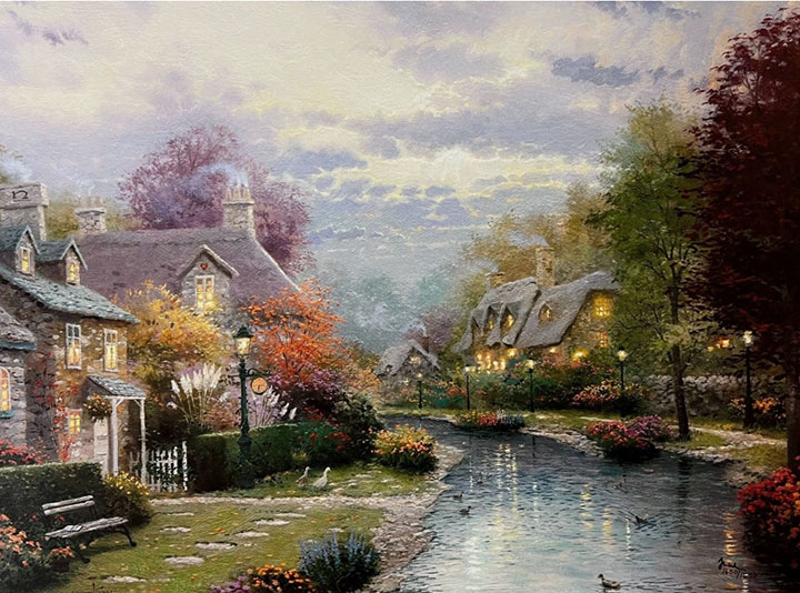 Thomas Kinkade - Lamplight Brooke - Limited Edition Offset Lithograph on Canvas