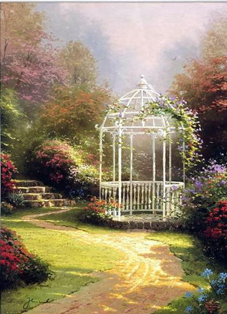 Thomas Kinkade - Lilac Gazebo - Limited Edition Offset Lithograph
