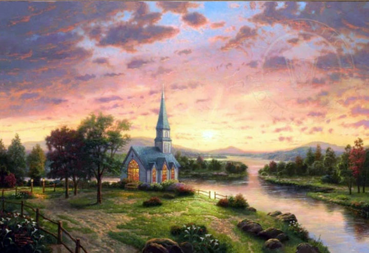 Thomas Kinkade - Sunrise Chapel - Limited Edition Offset Lithograph
