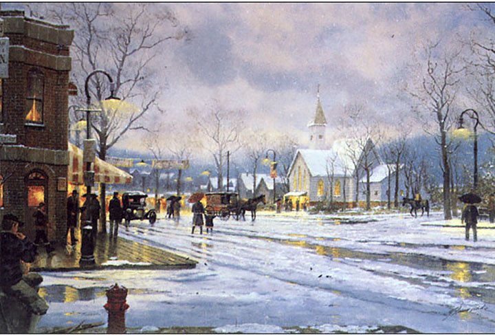 Thomas Kinkade - The Evening Service - Limited Edition Offset Lithograph on Canvas