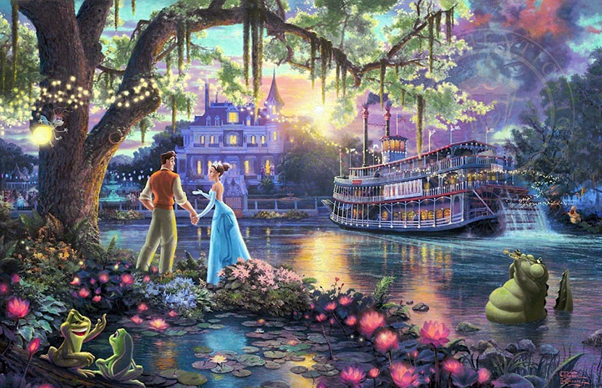 Thomas Kinkade - The Princess And The Frog - Limited Edition Offset Lithograph on Canvas