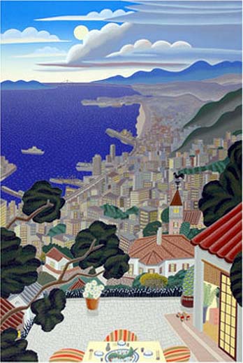 Thomas McKnight - Kobe Coast At Night - Limited Edition Serigraph