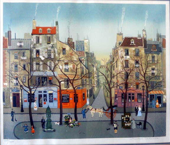 Michel Delacroix - La Maisons Contrescarpe - Limited Edition Lithograph