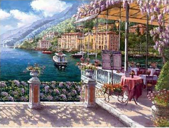 Sam Park - La Terrazza, Beuagio - Limited Edition Giclee on Canvas