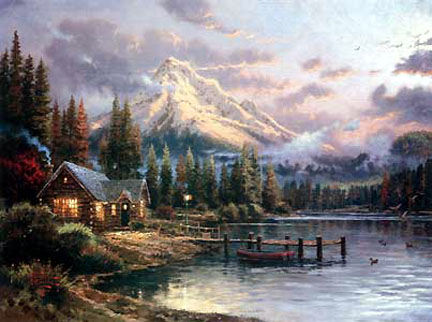 Thomas Kinkade - Lakeside Hideaway - Limited Edition Offset Lithograph on Canvas