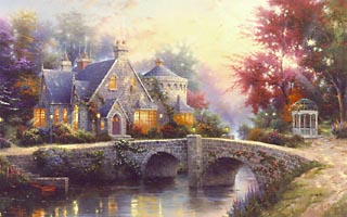 Thomas Kinkade - Lamplight Manor Lamplight Lane VI - Limited Edition Offset Lithograph on Canvas