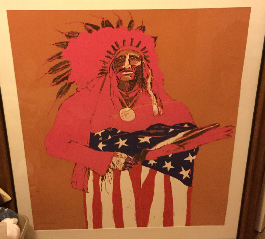 Fritz Scholder - Last Indian Holding an American Flag - Limited Edition Lithograph