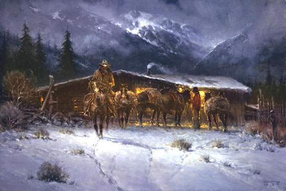 G Harvey - Leaving the High Country - Limited Edition Lithograph on Canvas