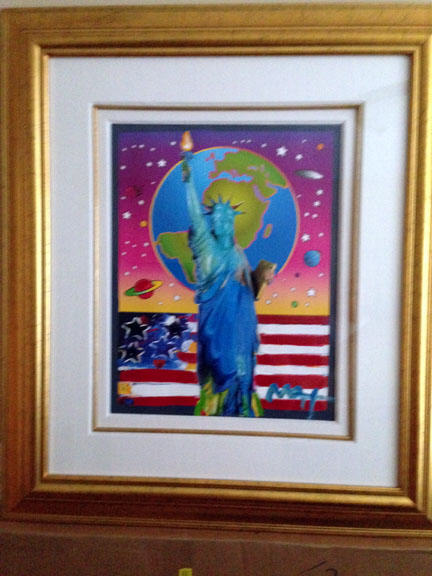 Peter Max - Liberty with Earth and Flag - Original Mixed Media / Acrylic / Color Lithography