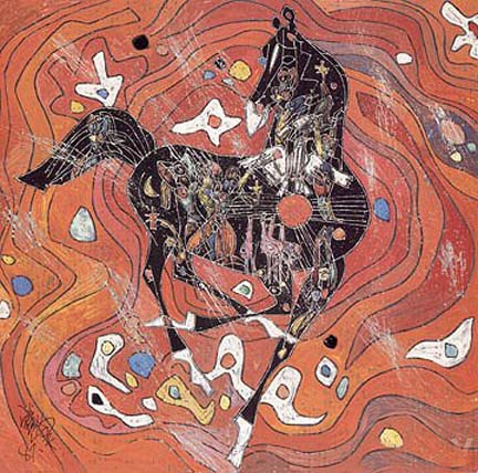TieFeng Jiang - Little Horse I - Limited Edition Serigraph